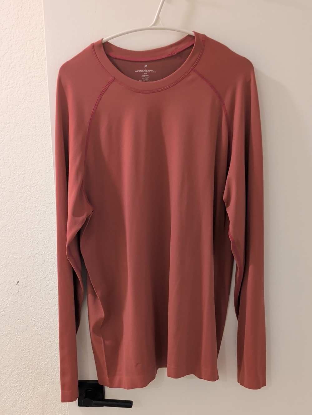 Fabletics Men's Long-Sleeve Active Crew in Rust